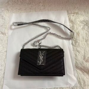 YSL Monogramme Quilted Leather Wallet on a Chain😘